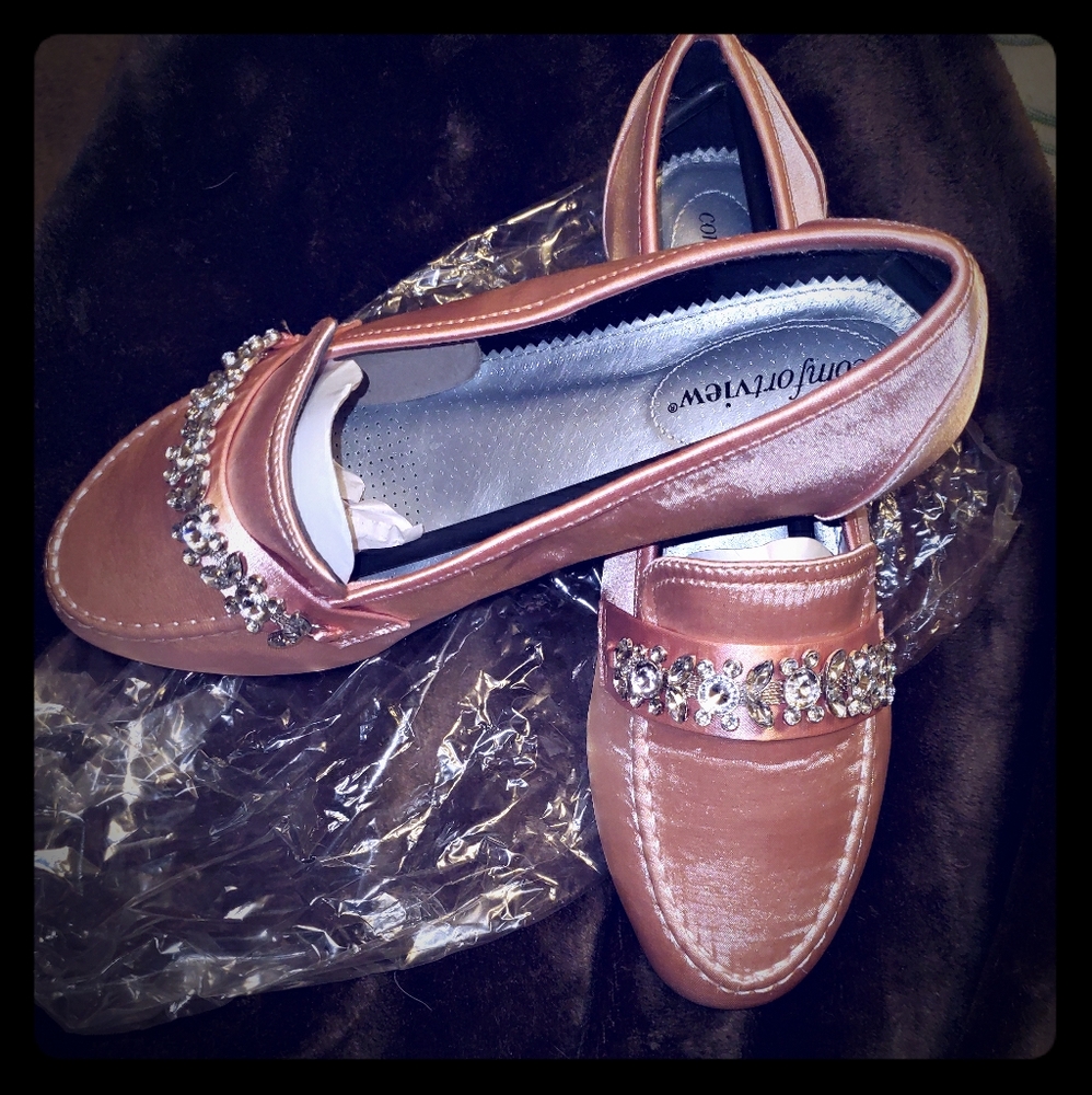 Satin-like Blush Pink Flats 8.5 WW